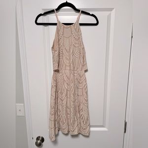 Pale pink lace mini dress
